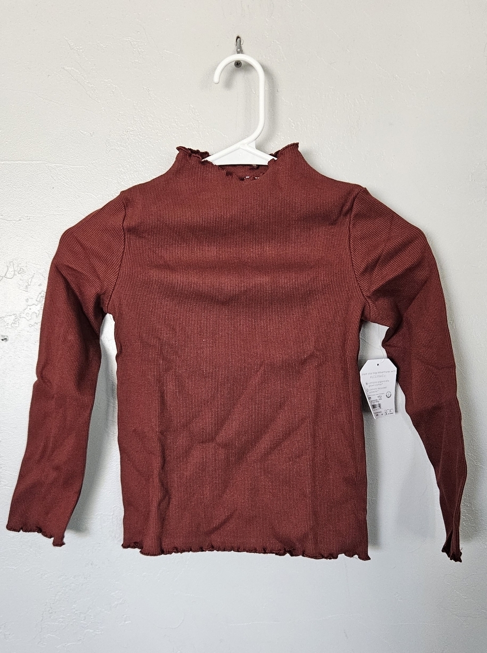Little Co. NWT Lauren Conrad Girls 6 Ribbed Lettuce Edge Long Sleeve Top - Rust